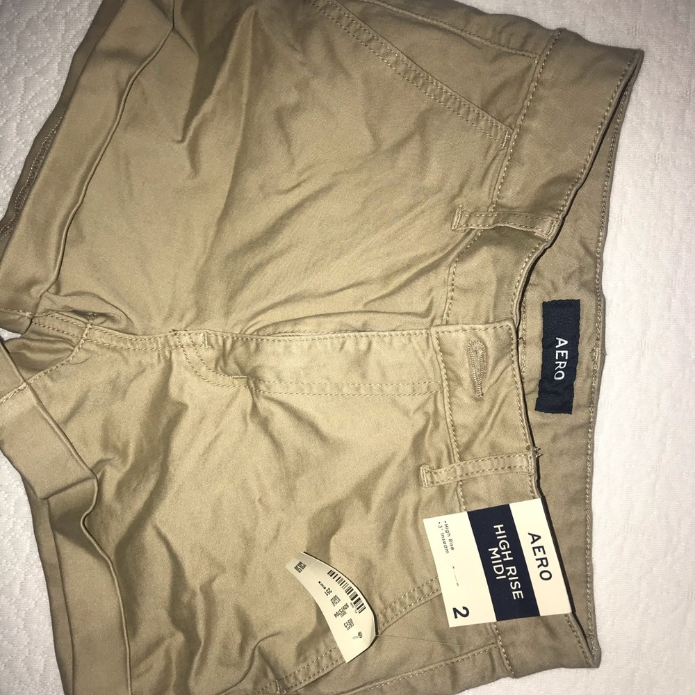 Aero Khaki High Waisted Shorts